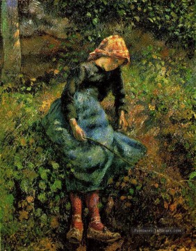 fille avec un bâton 1881 Camille Pissarro Peinture à l'huile
